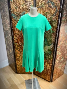 1960s Kelly Green Drop Waist Dress