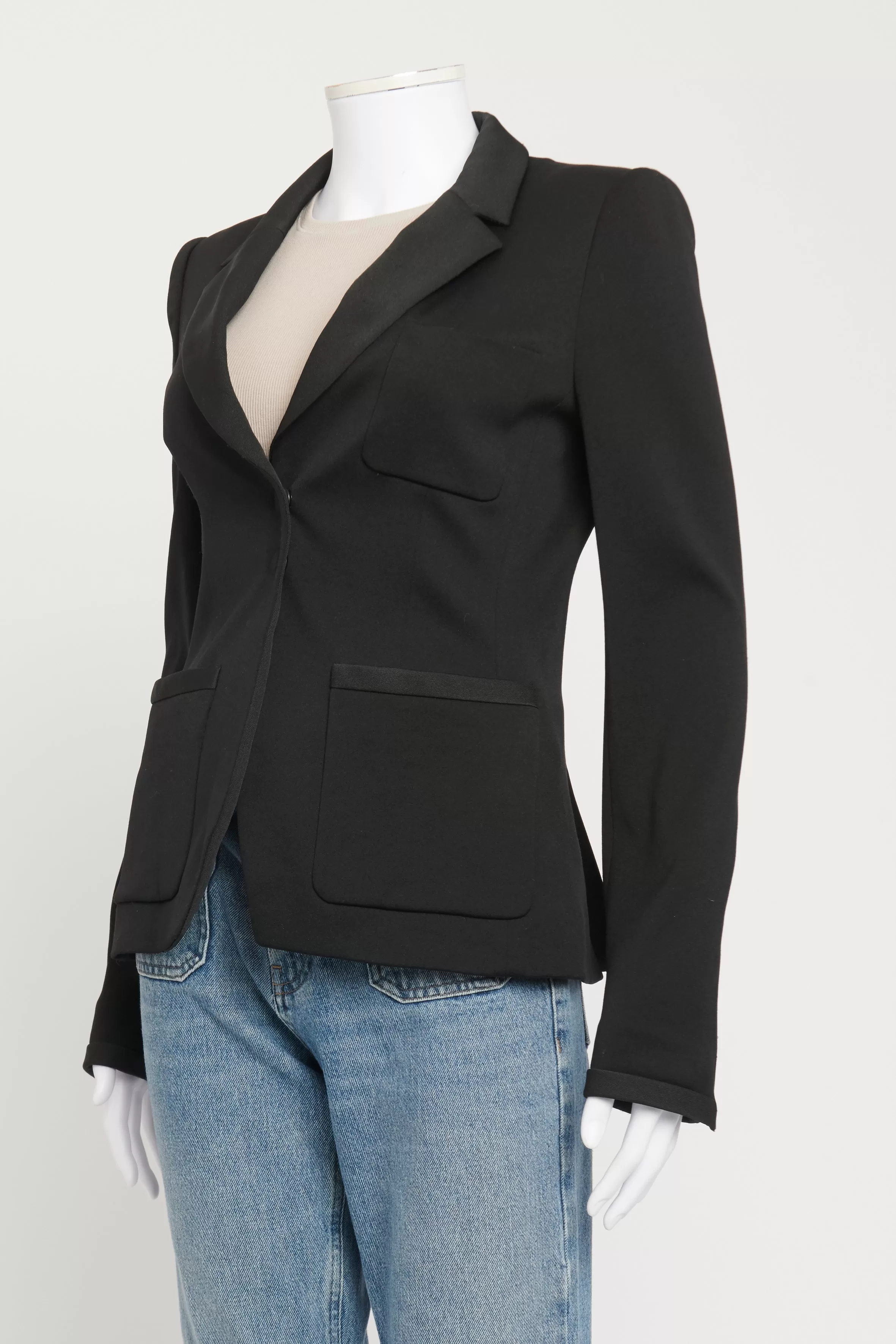 2010 Black Preowned Blazer With Concealed Buttons