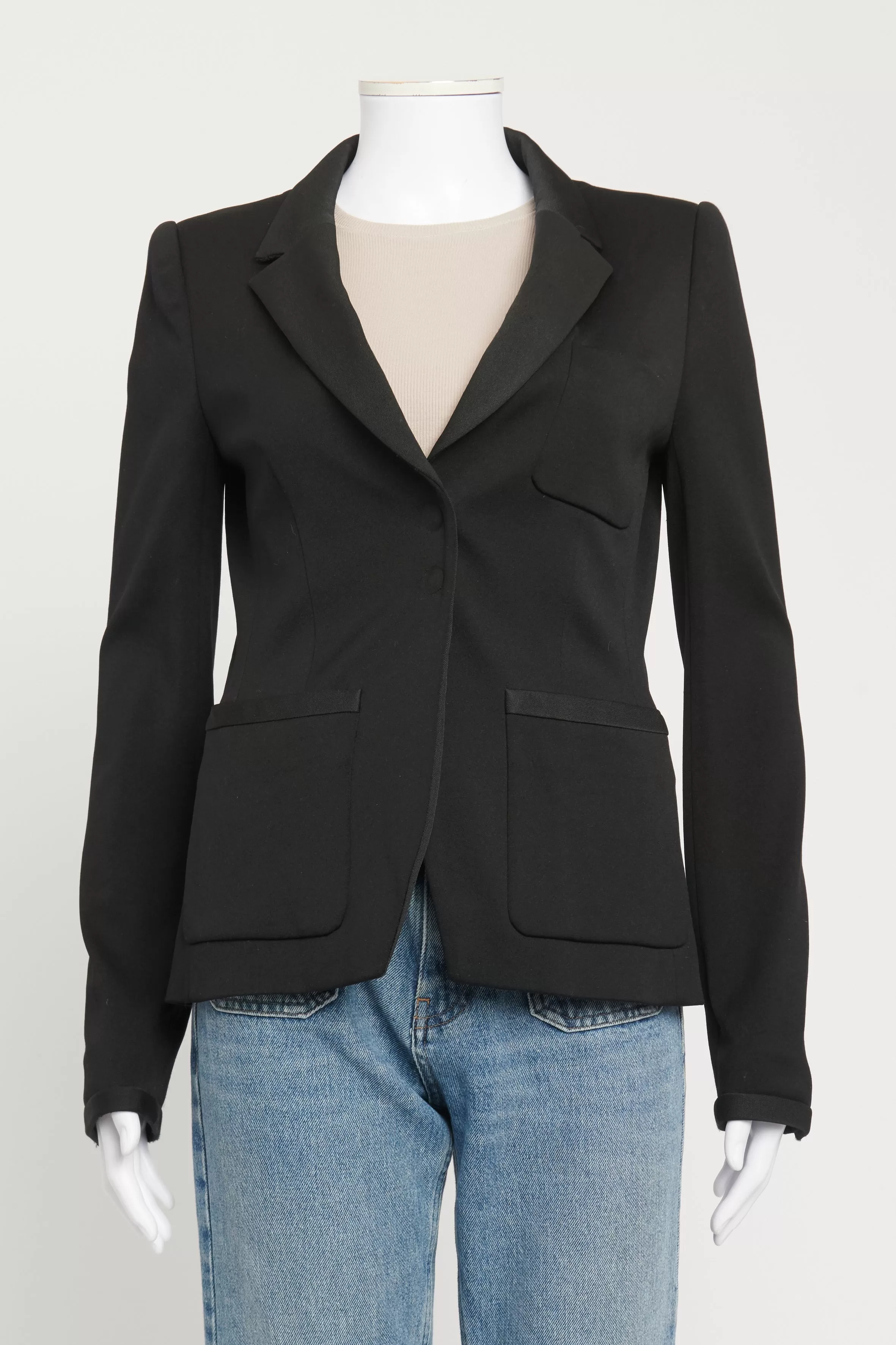 2010 Black Preowned Blazer With Concealed Buttons