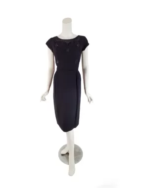 50s/60s Black Cocktail Dress - sm, med