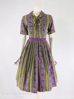 50s/60s Dress Full Skirt Shirtwaist - sm, med