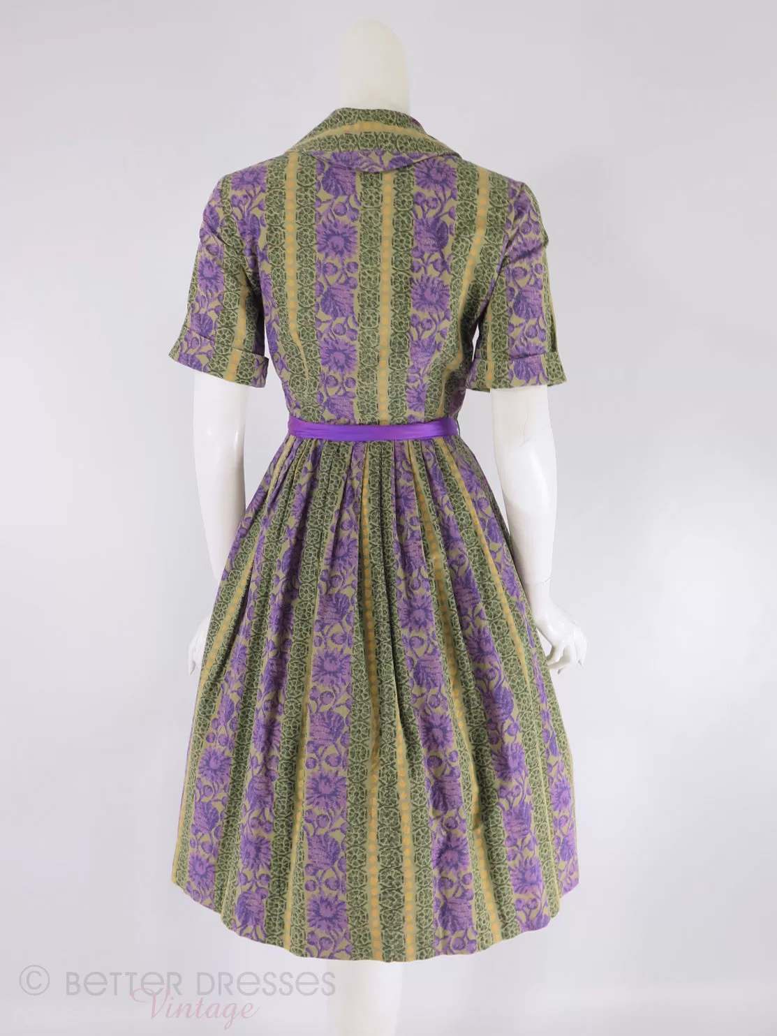 50s/60s Dress Full Skirt Shirtwaist - sm, med