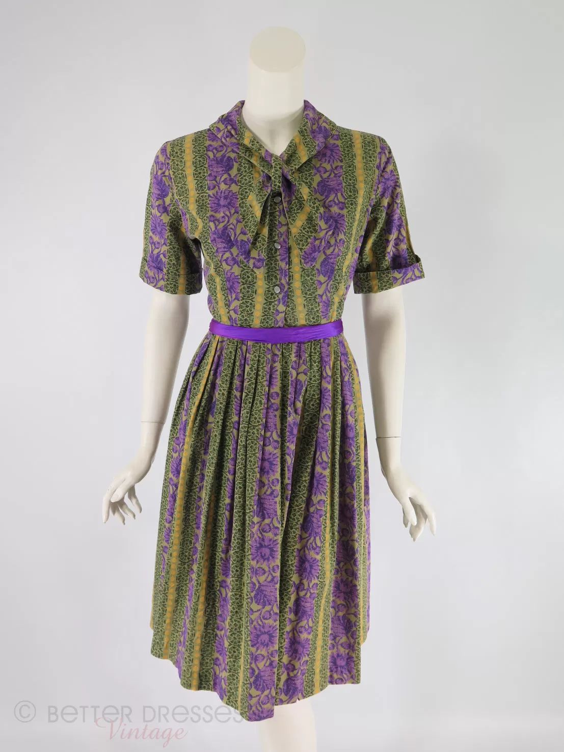 50s/60s Dress Full Skirt Shirtwaist - sm, med