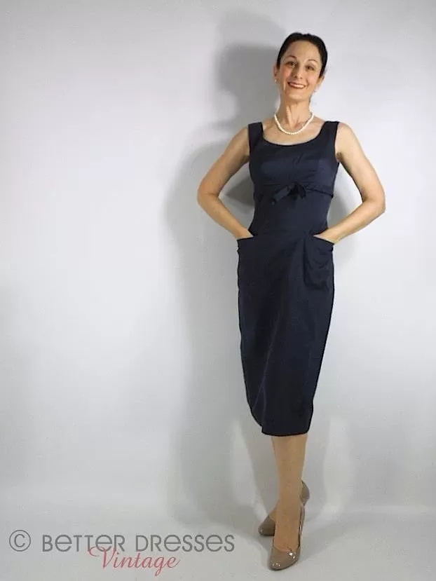 50s/60s Sheath Dress With Pockets - sm