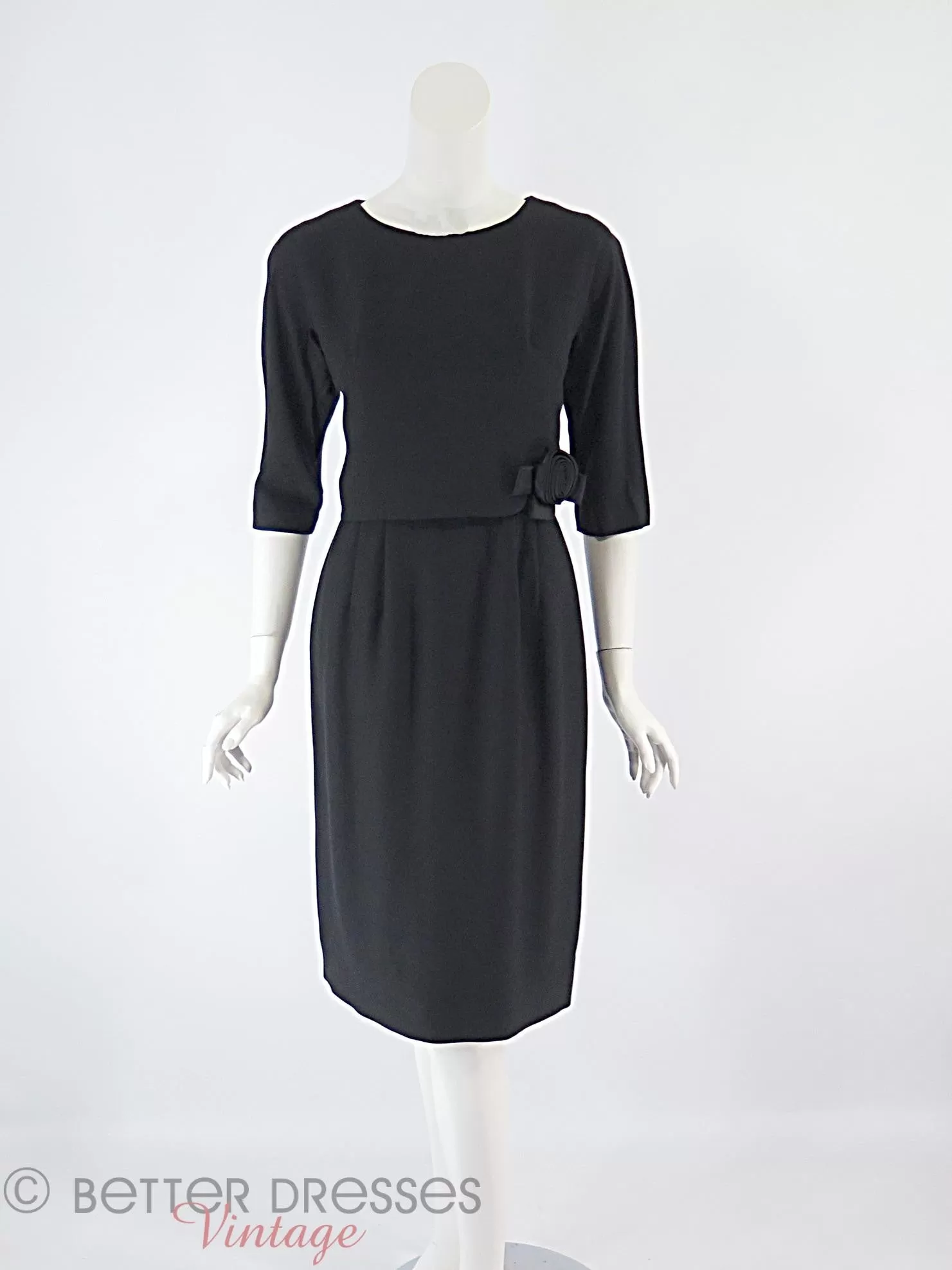 60s Cocktail Dress With Rose Detail - sm, med