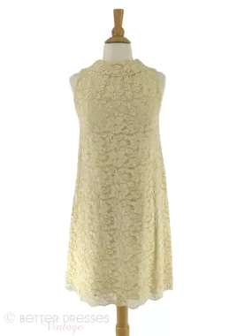 60s Cream Lace Mini Shift Dress - sm, med