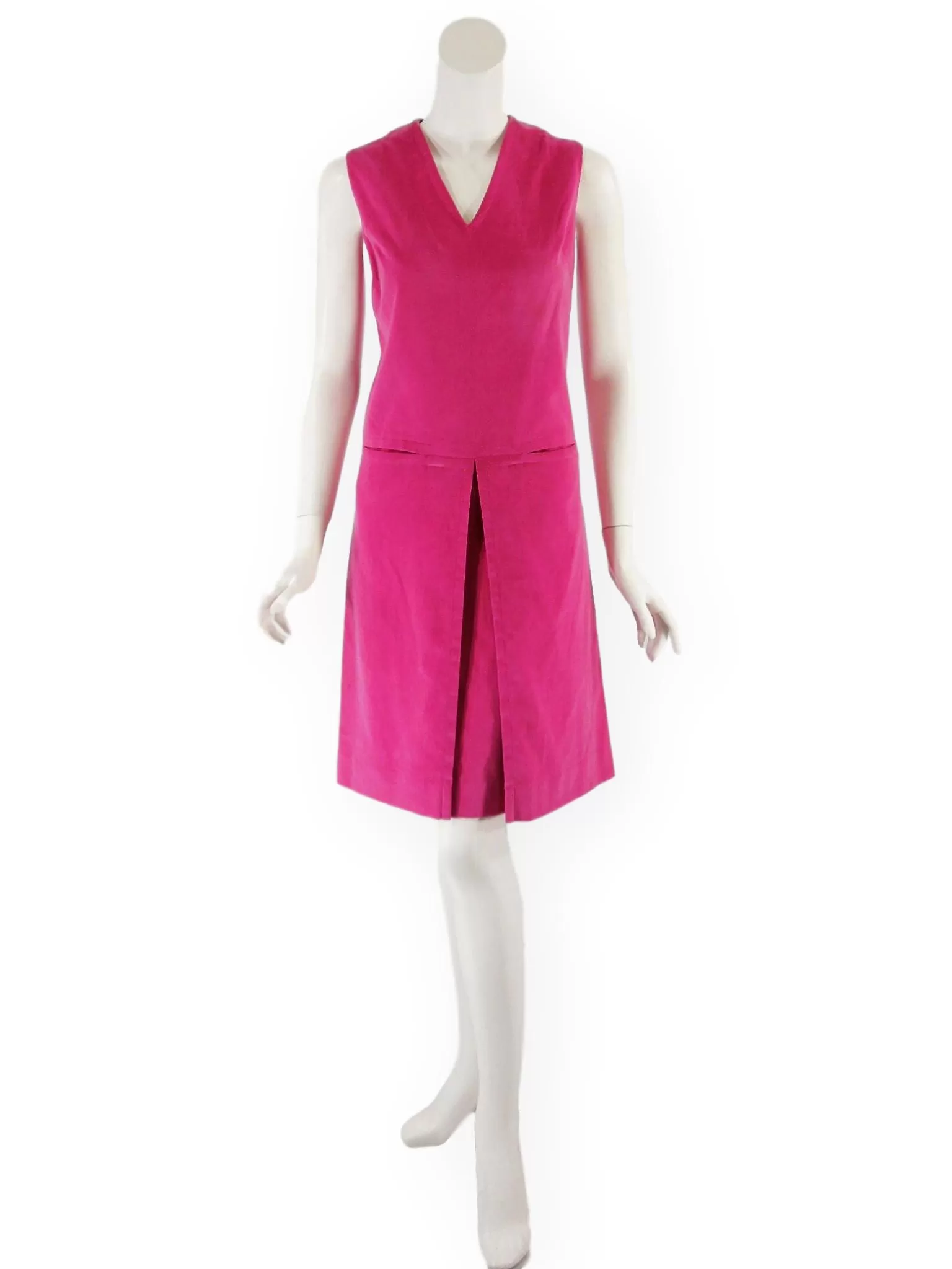 60s Hot Pink Velvet Scooter Dress - med