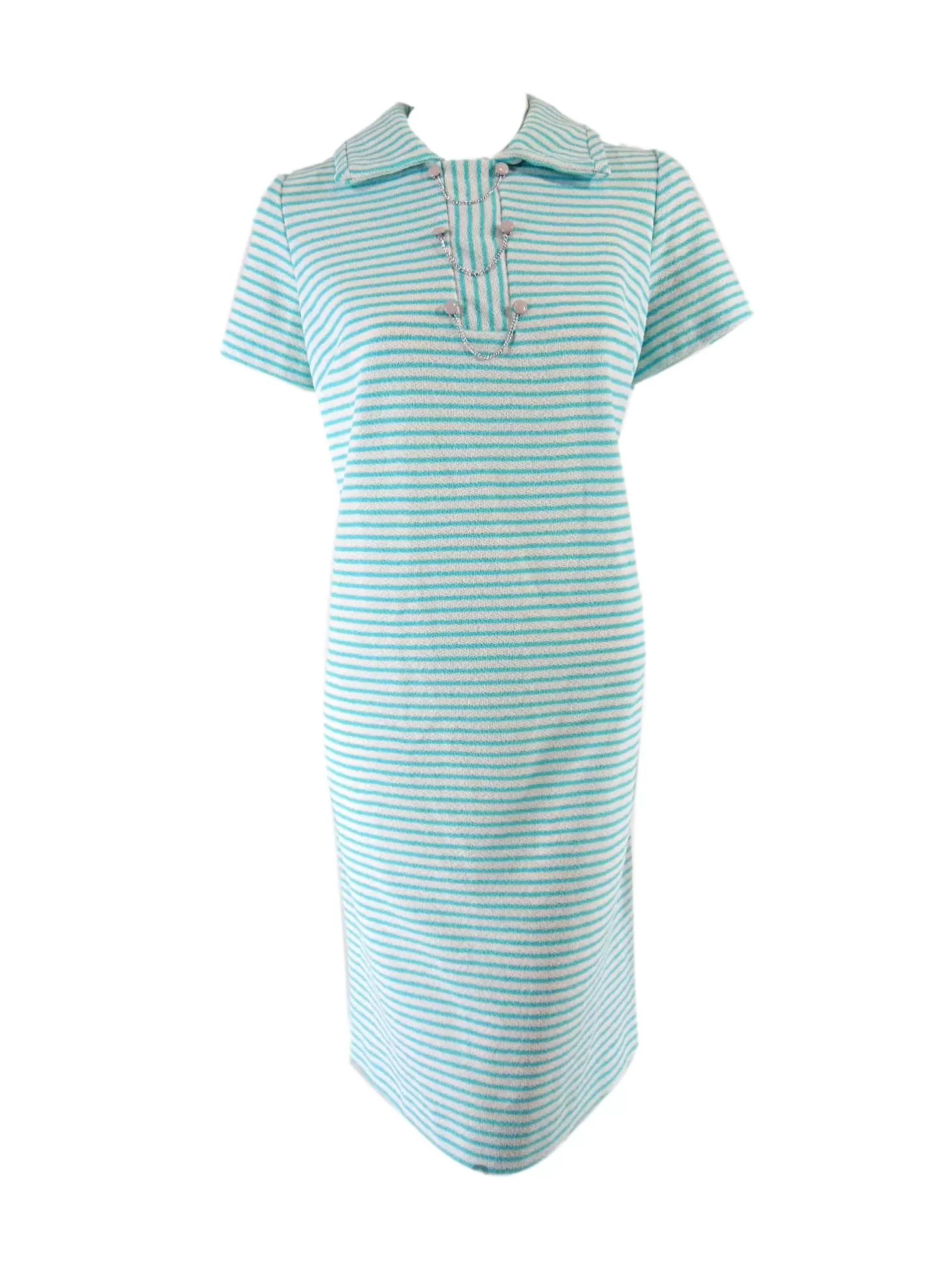 60s Shift Dress in Aqua Blue Stripes - lg