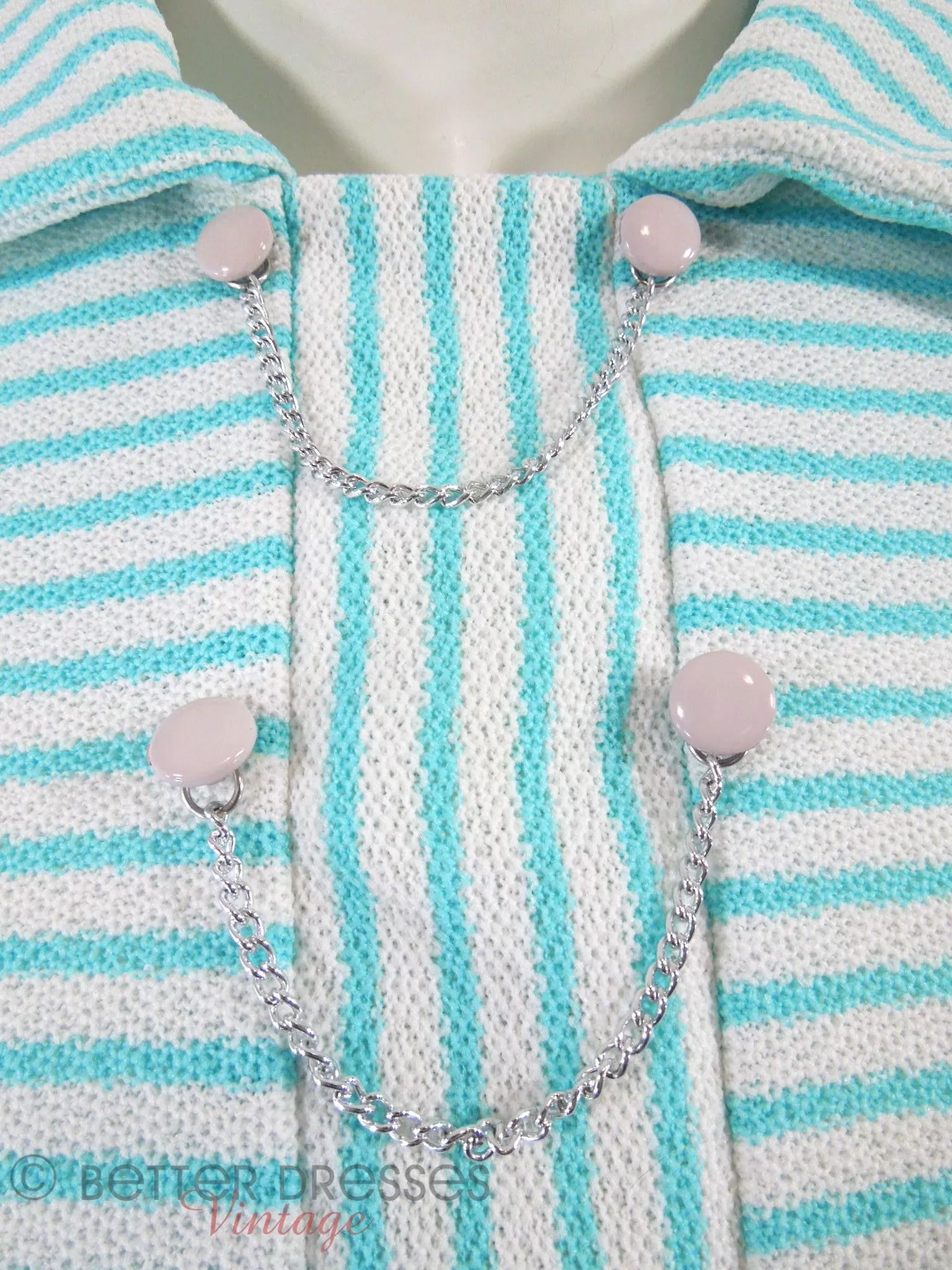 60s Shift Dress in Aqua Blue Stripes - lg