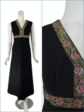 60s/70s Black Maxi Dress - sm