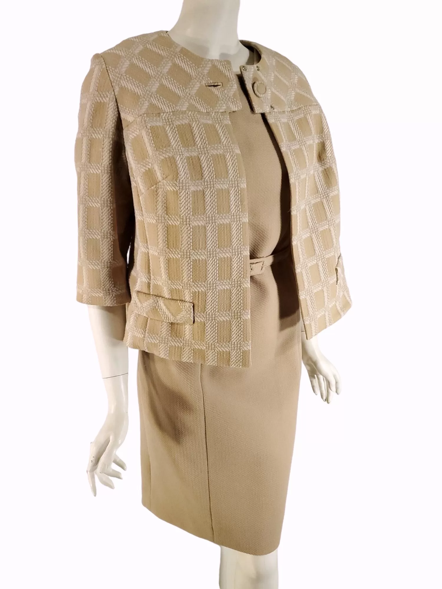 60s/70s Double Knit Dress & Jacket Set - med, lg