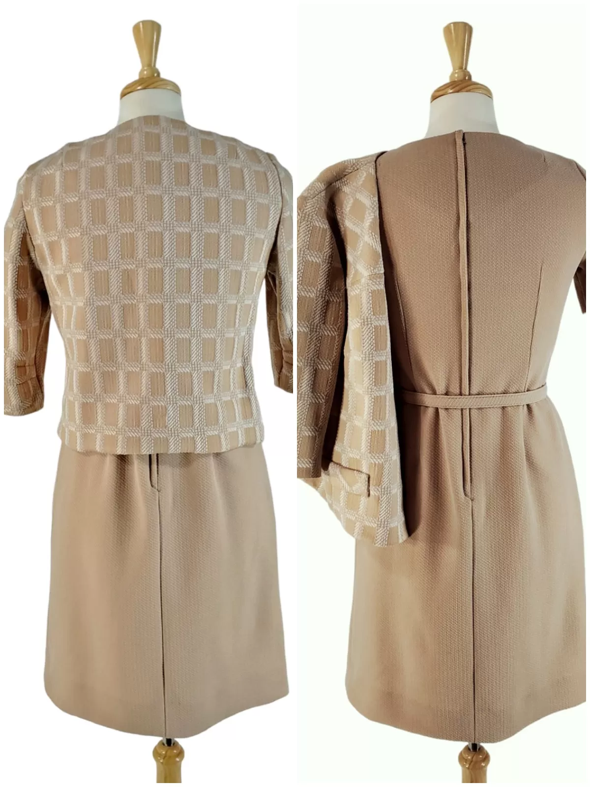 60s/70s Double Knit Dress & Jacket Set - med, lg