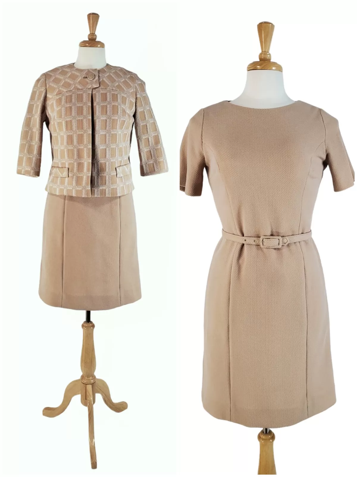 60s/70s Double Knit Dress & Jacket Set - med, lg