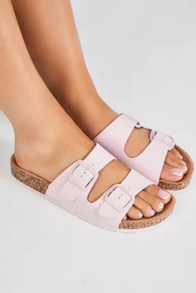 Adriana Buckle Slides - Pink