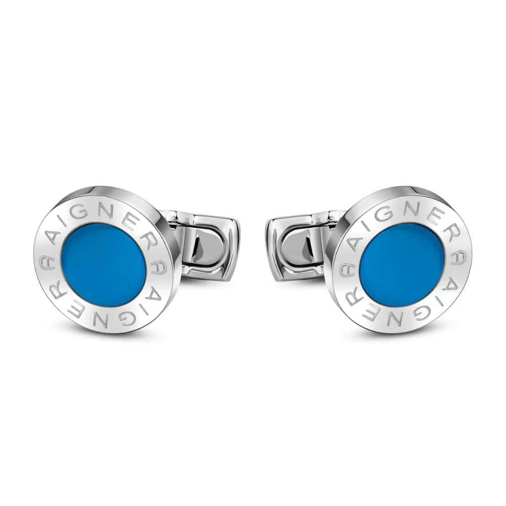 Aigner  Silver And Dark Blue Cufflink