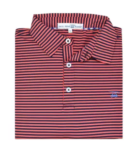 Albatross Polo - Medieval/Coral Stripe