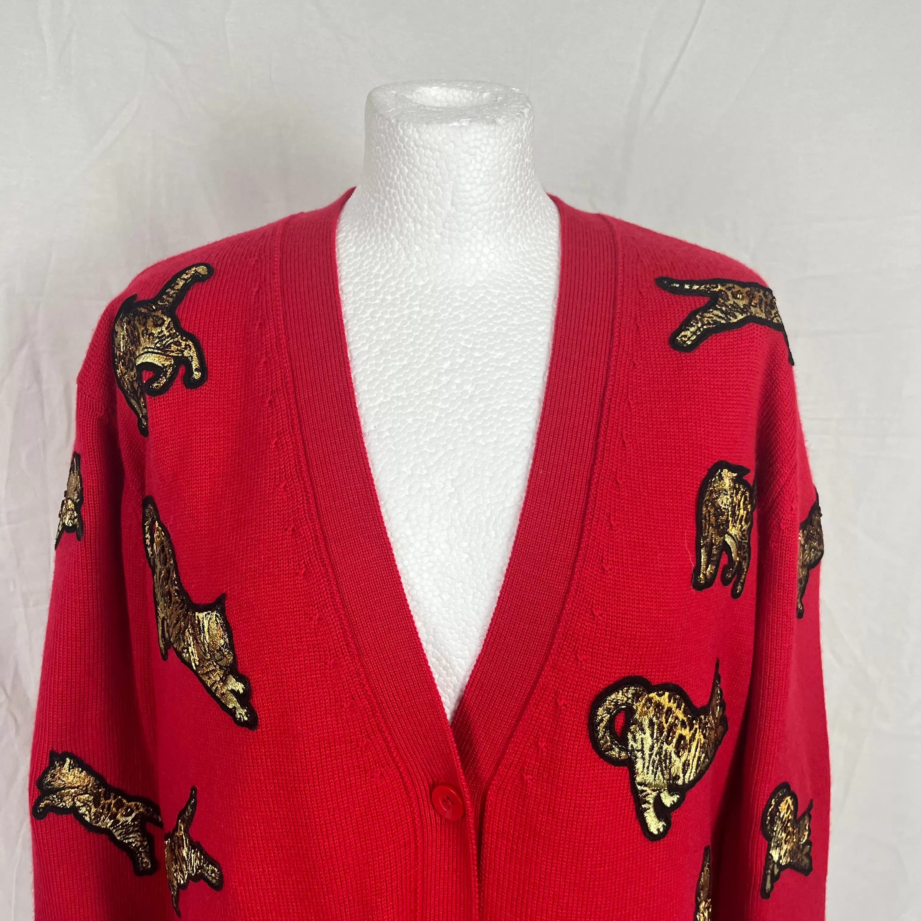 Alice & Olivia $550 Brand New Red Bengal Cat Cardigan S