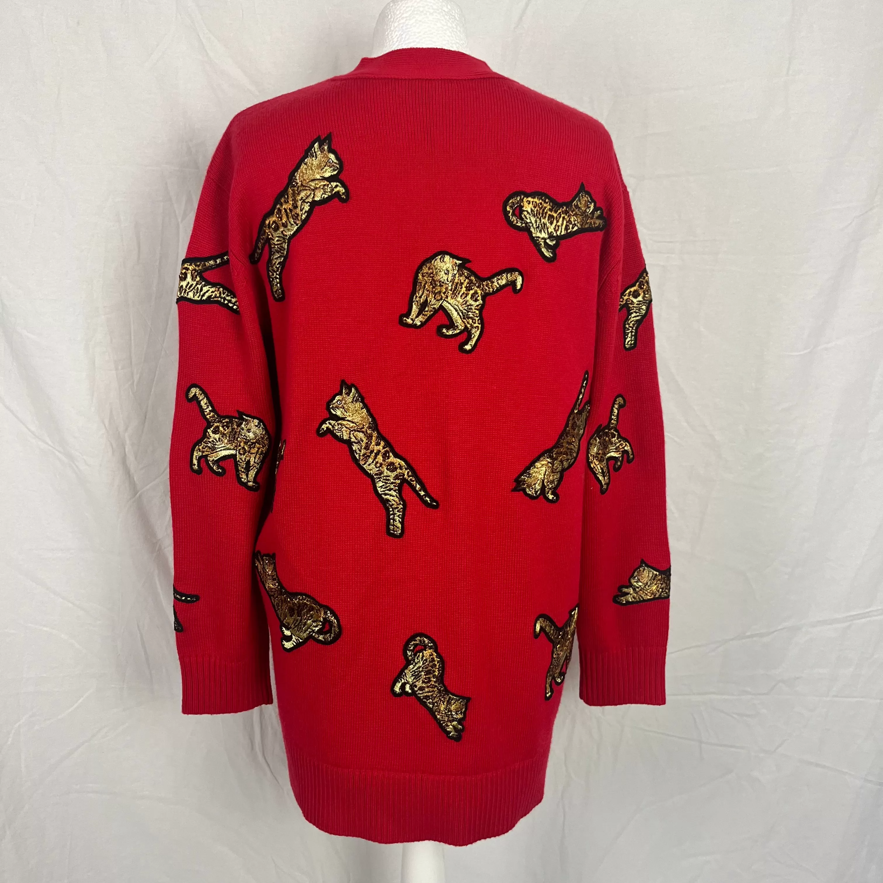 Alice & Olivia $550 Brand New Red Bengal Cat Cardigan S