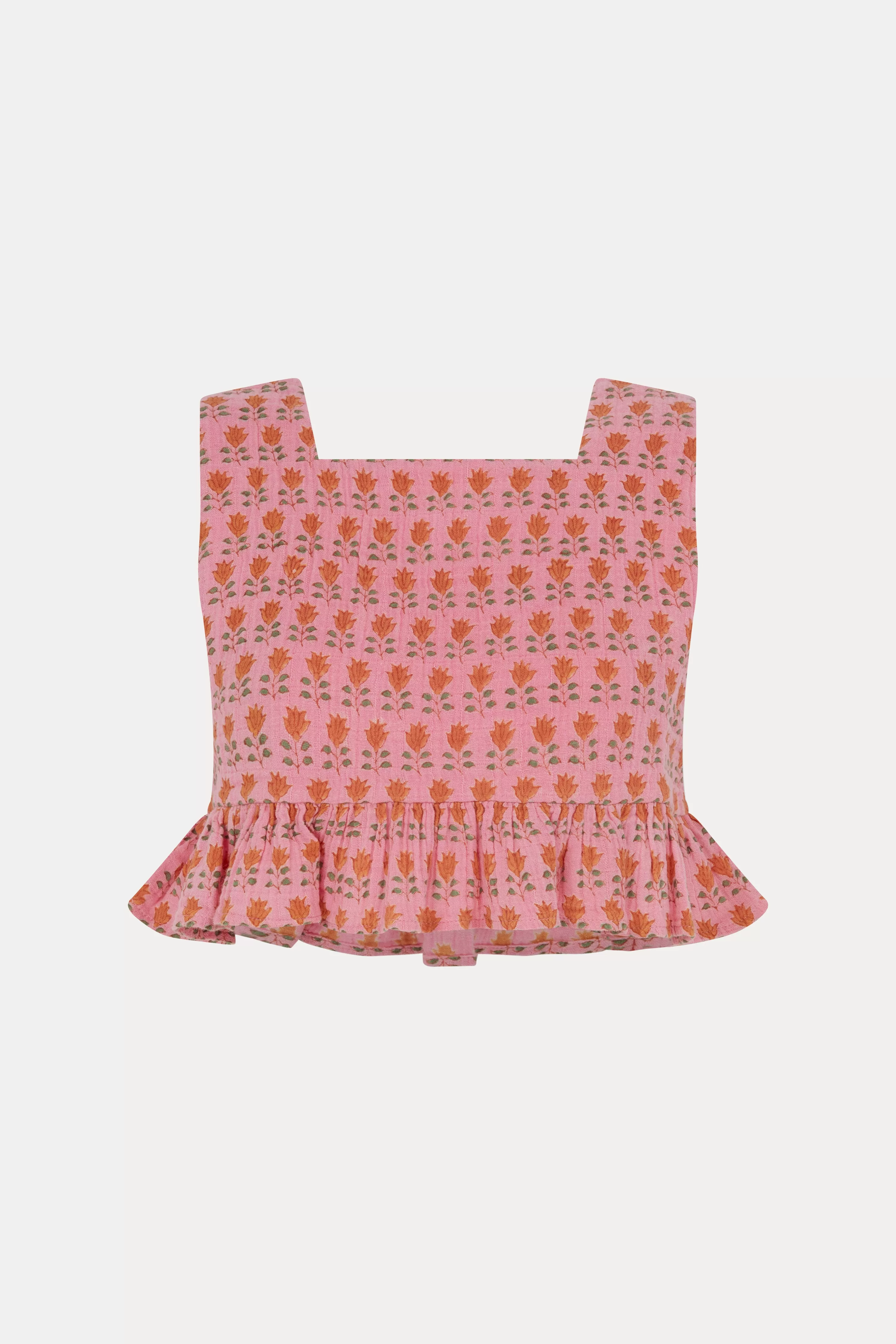 Azalea Lily Floral Ella Ruffle Top-Blockprint