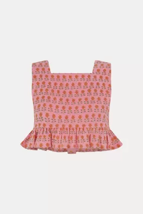 Azalea Lily Floral Ella Ruffle Top-Blockprint