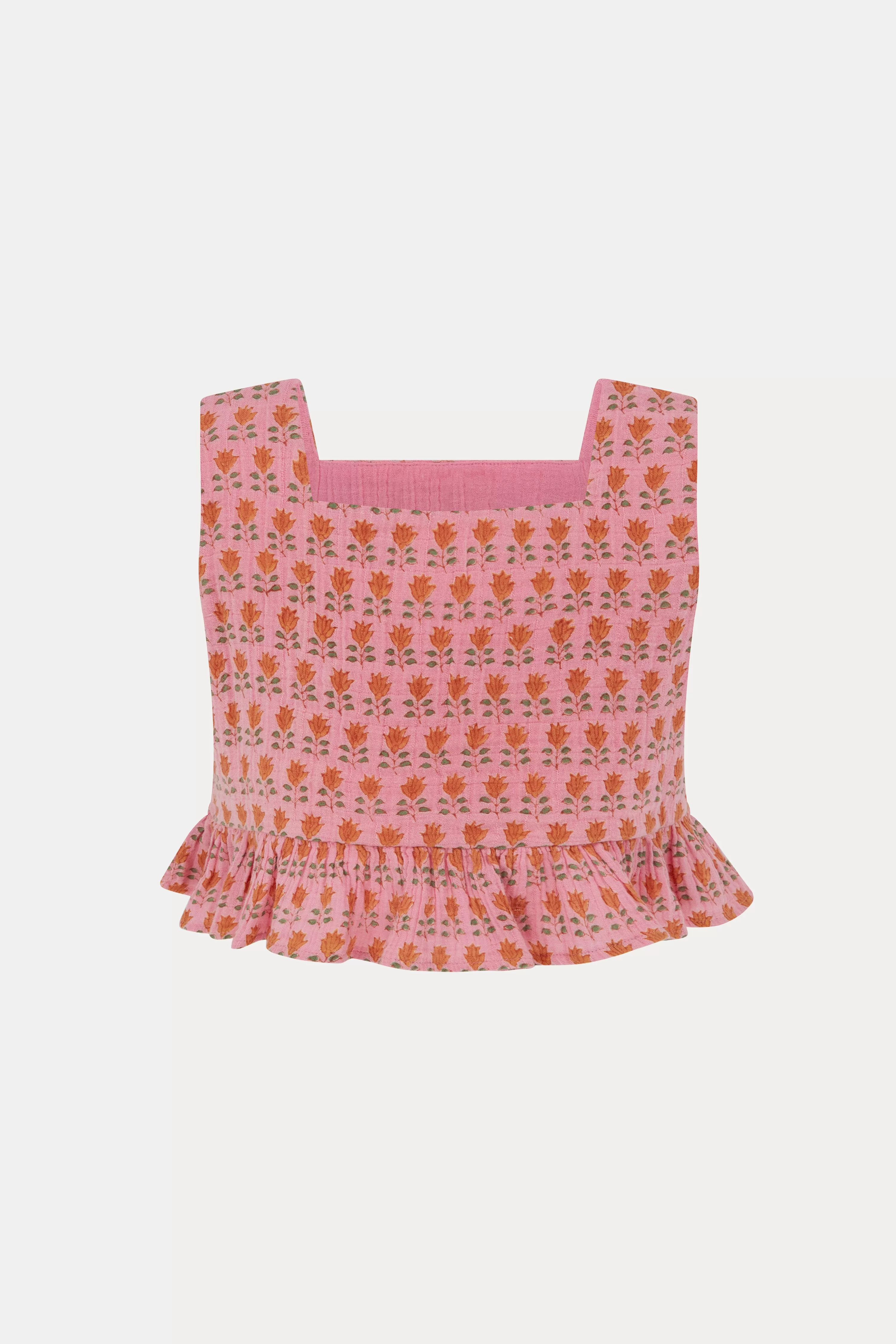 Azalea Lily Floral Ella Ruffle Top-Blockprint