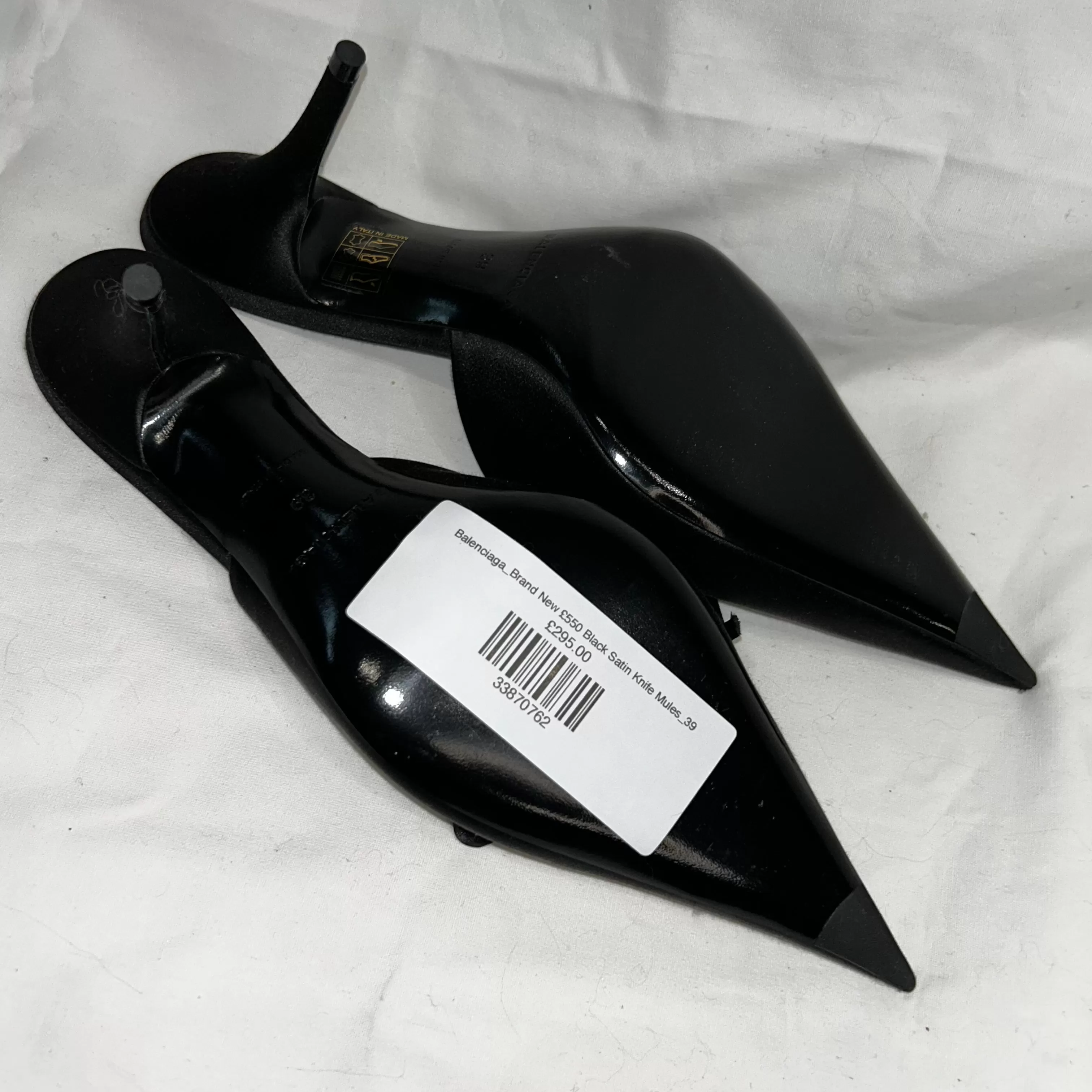 Balenciaga Brand New 550 Black Satin Knife Mules 39