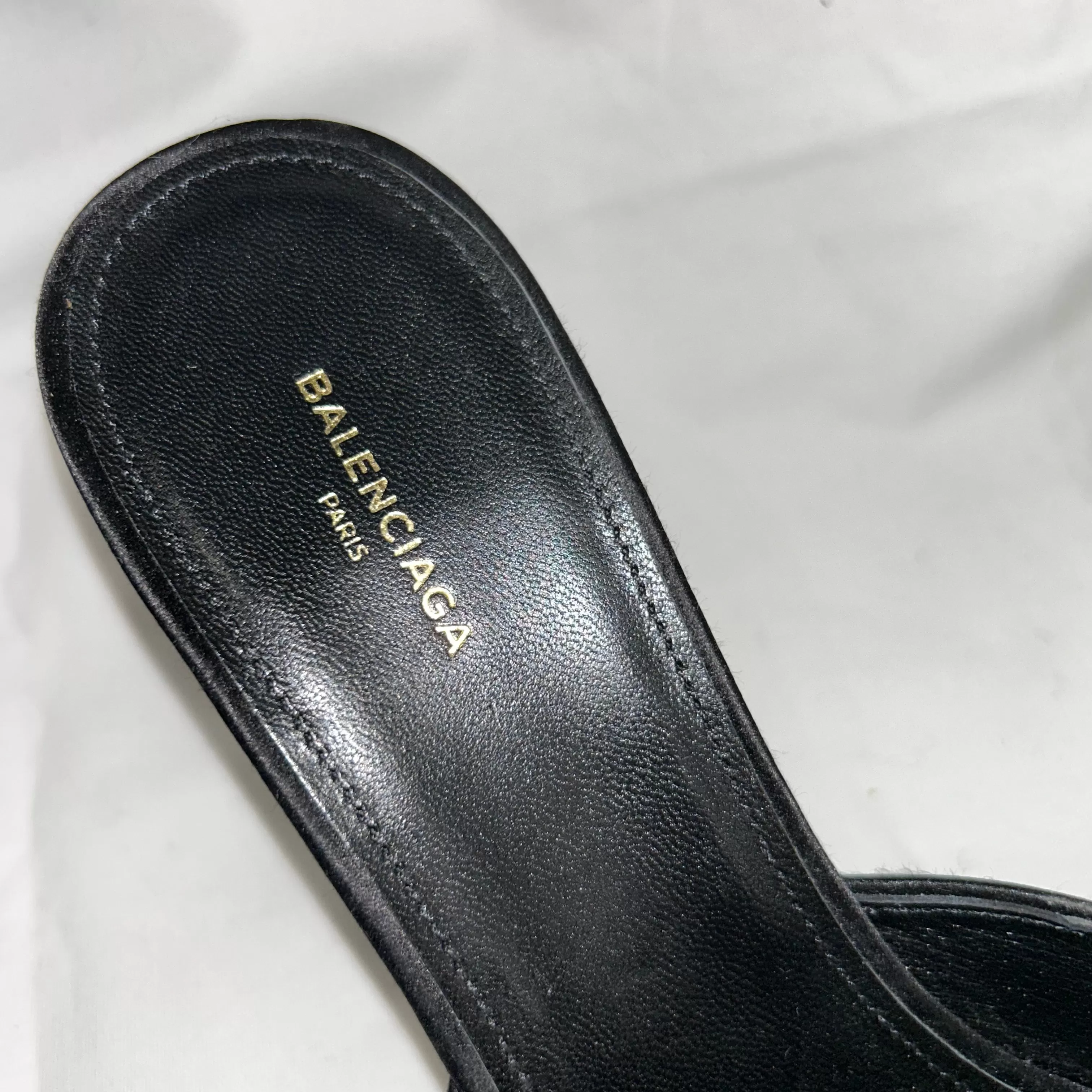 Balenciaga Brand New 550 Black Satin Knife Mules 39