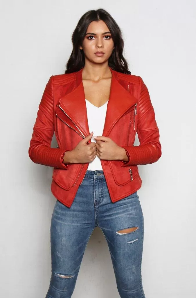 Bessy Biker Moto Jacket - Rust