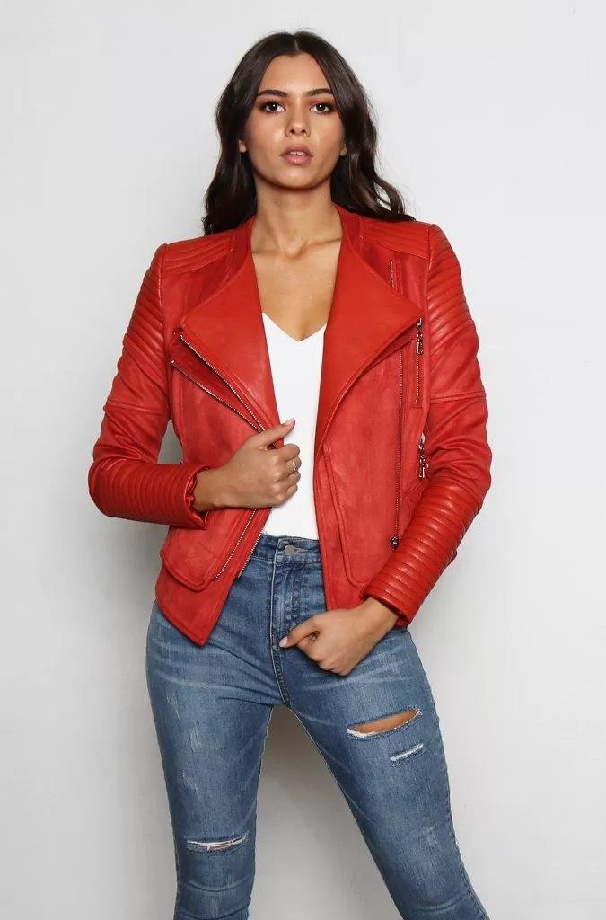 Bessy Biker Moto Jacket - Rust