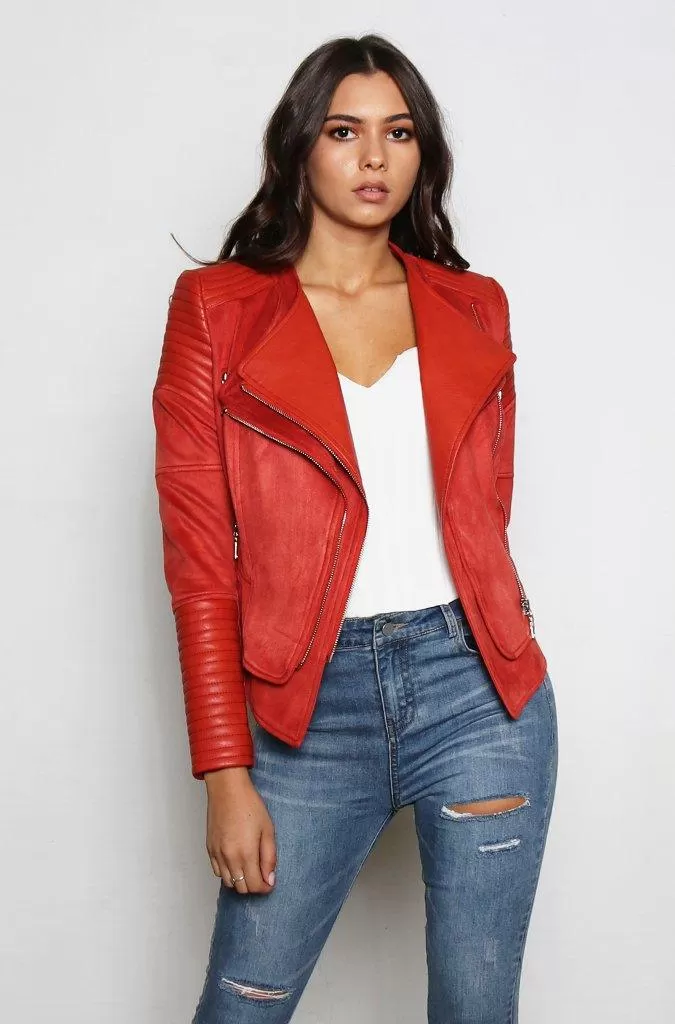 Bessy Biker Moto Jacket - Rust