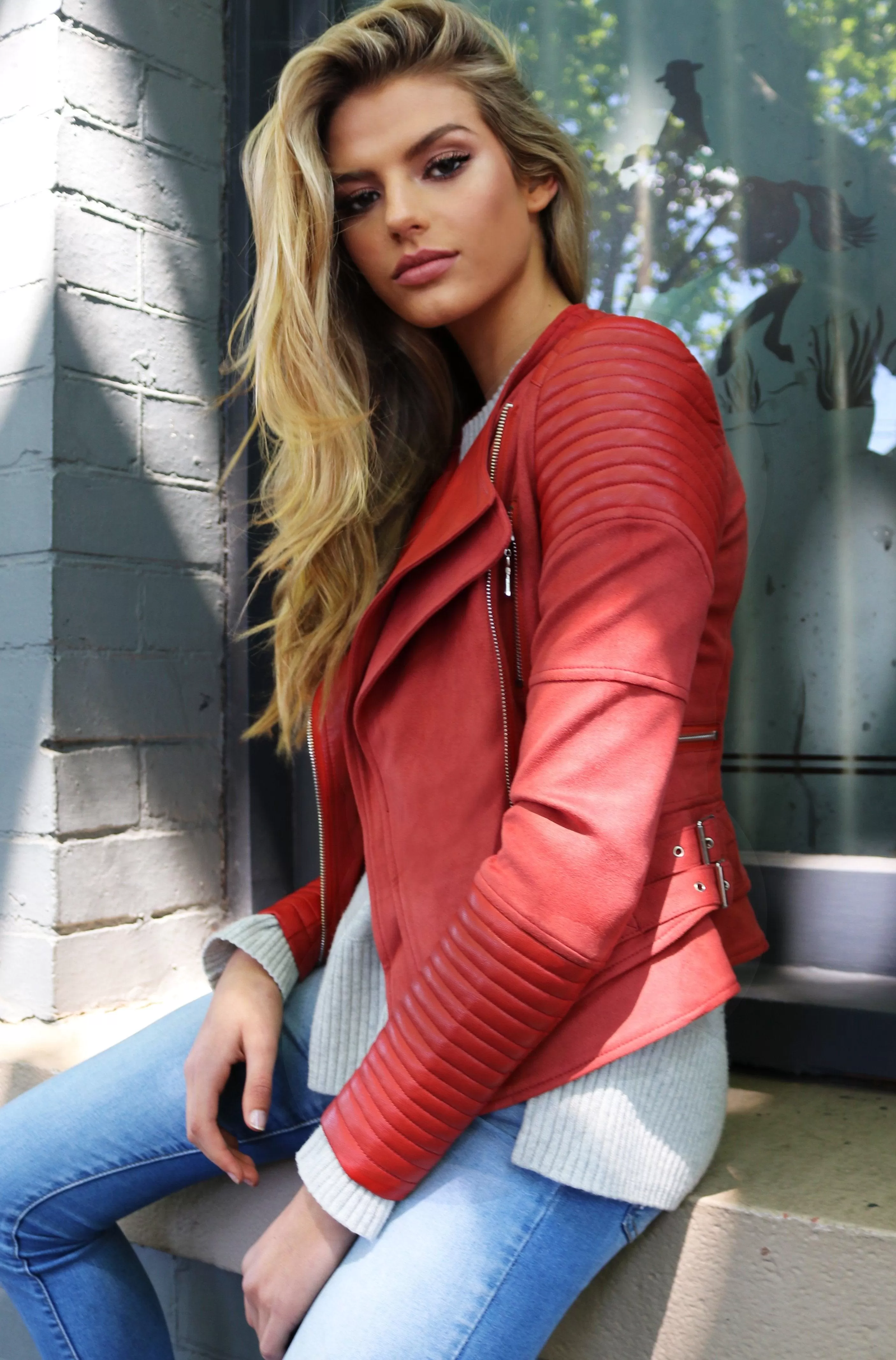 Bessy Biker Moto Jacket - Rust