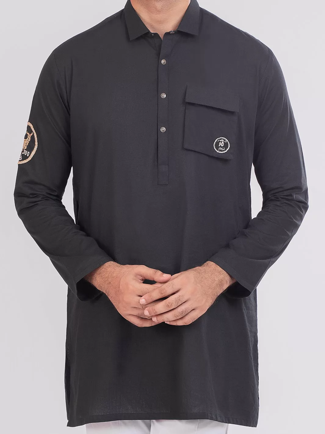 Black Cambric Short Kurta - ALSK014