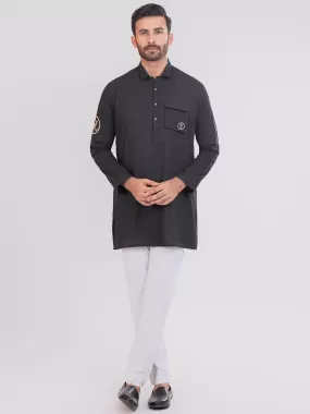 Black Cambric Short Kurta - ALSK014