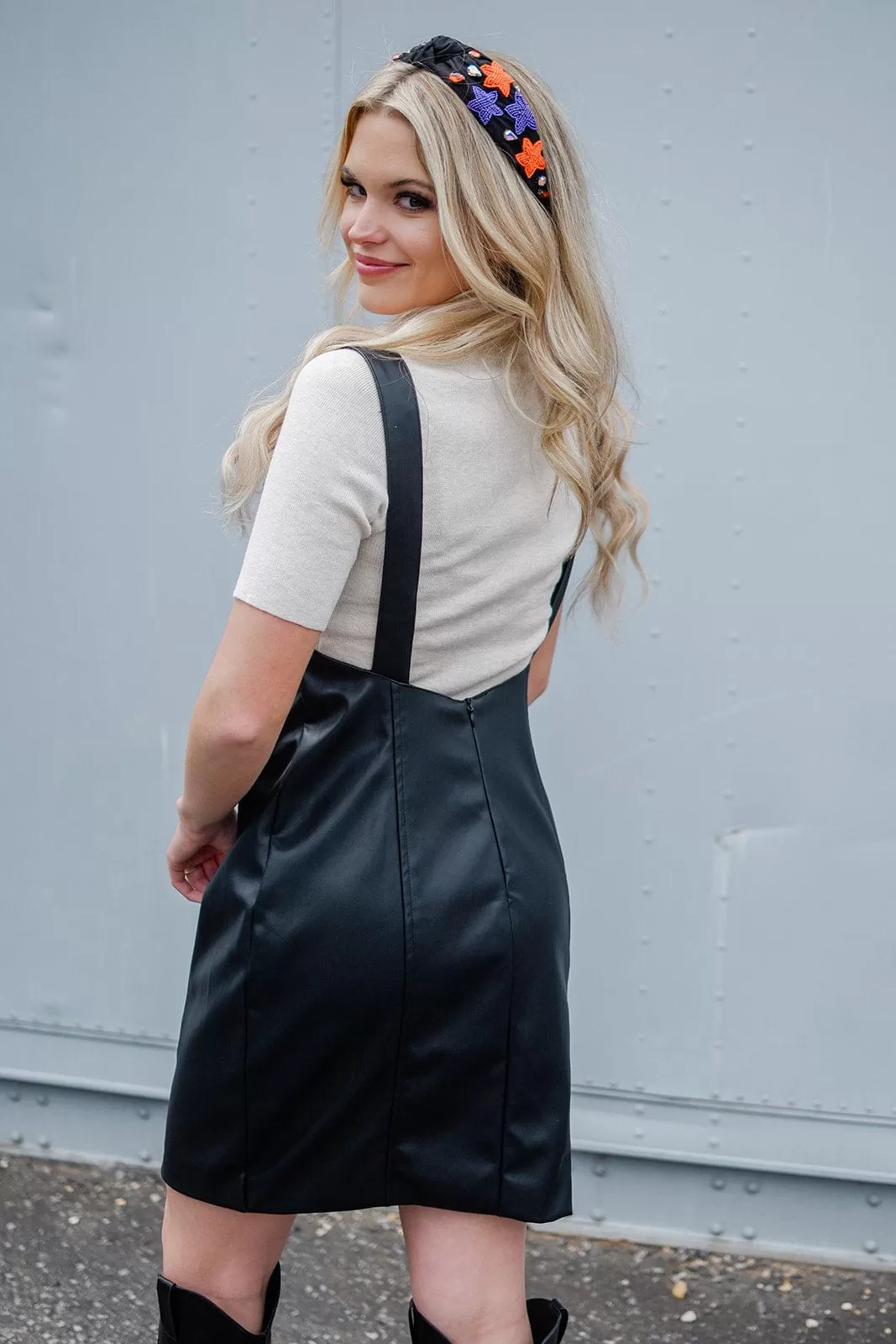 Black Vegan Leather Mini Dress