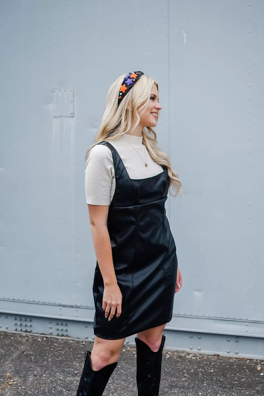 Black Vegan Leather Mini Dress