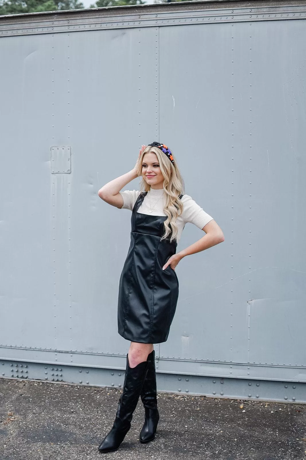 Black Vegan Leather Mini Dress