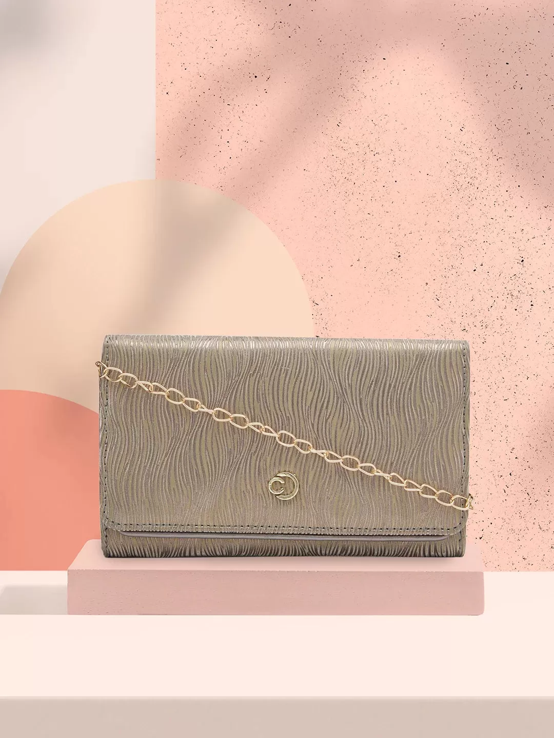 Caprese Eryka Clutch Medium Champagne Gold