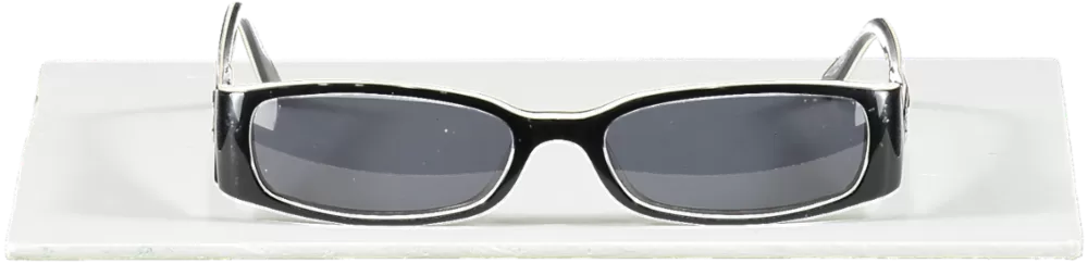 Chanel Black Black/white Vintage 3094 Cc Logo Arm Slim Sunglasses