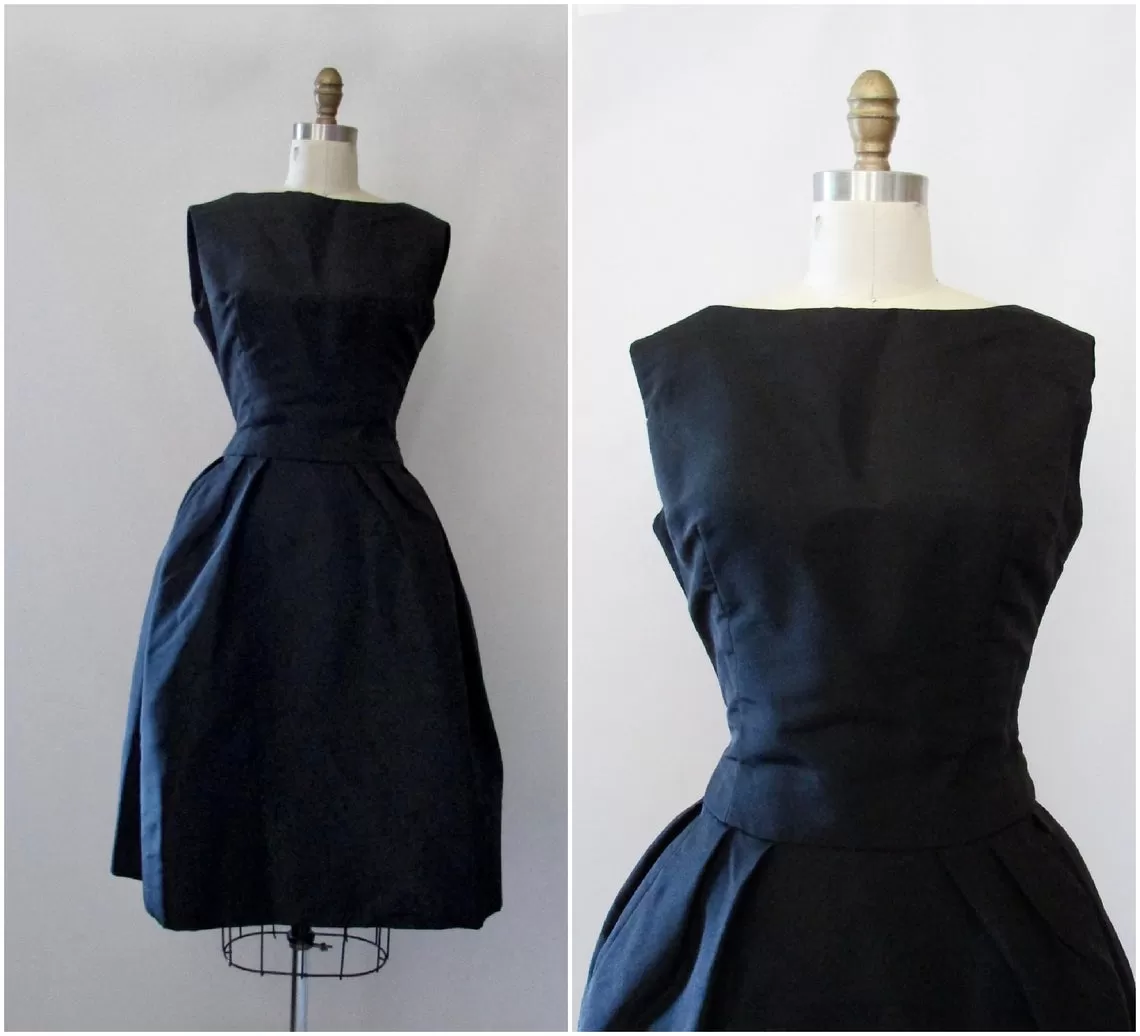 CHRISTIAN DIOR 50s Paris Boutique Little Black Dress, Small