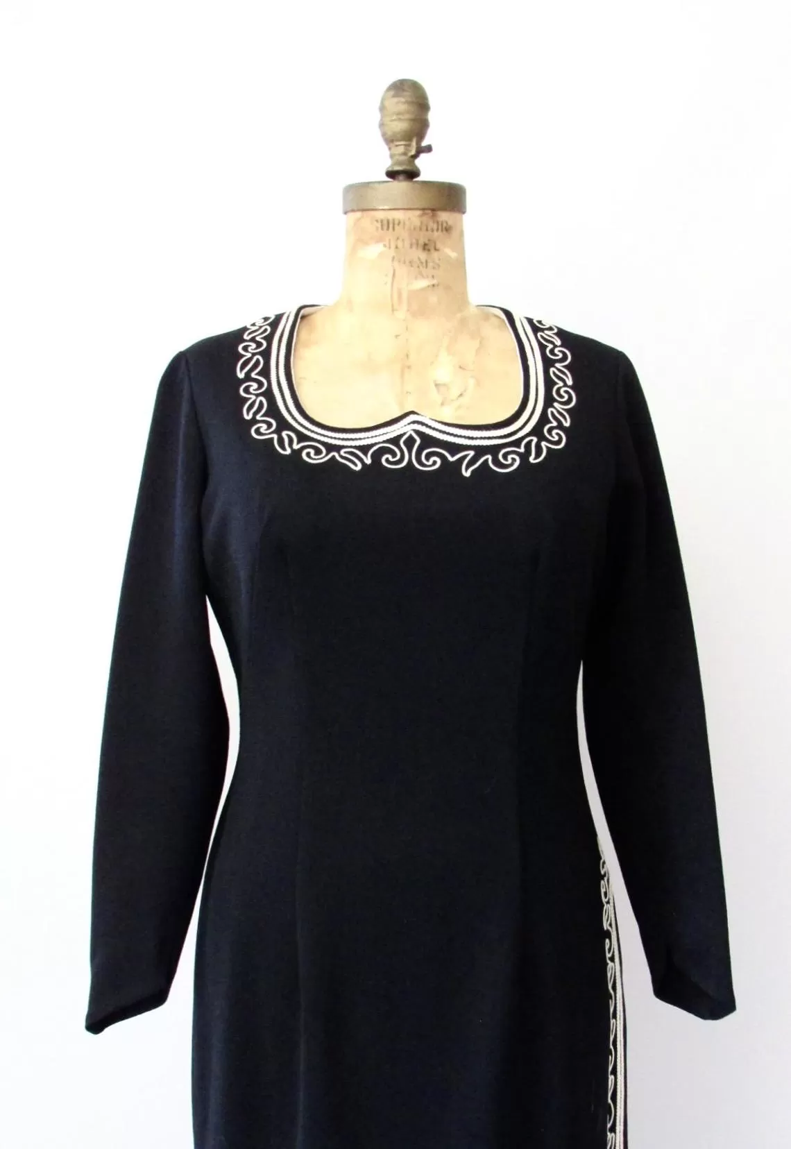 CLARALURA ORIGINAL 70s Dress with Soutache Embroidery, Medium