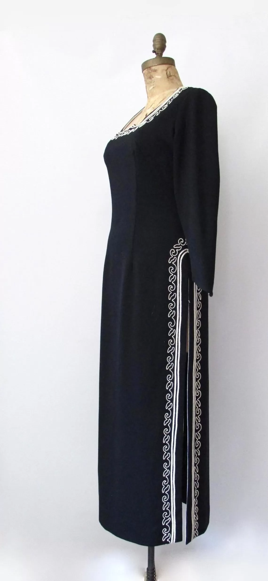 CLARALURA ORIGINAL 70s Dress with Soutache Embroidery, Medium