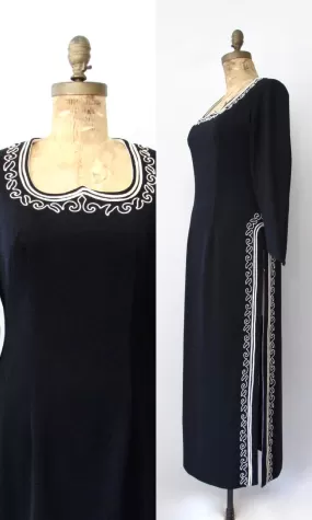 CLARALURA ORIGINAL 70s Dress with Soutache Embroidery, Medium