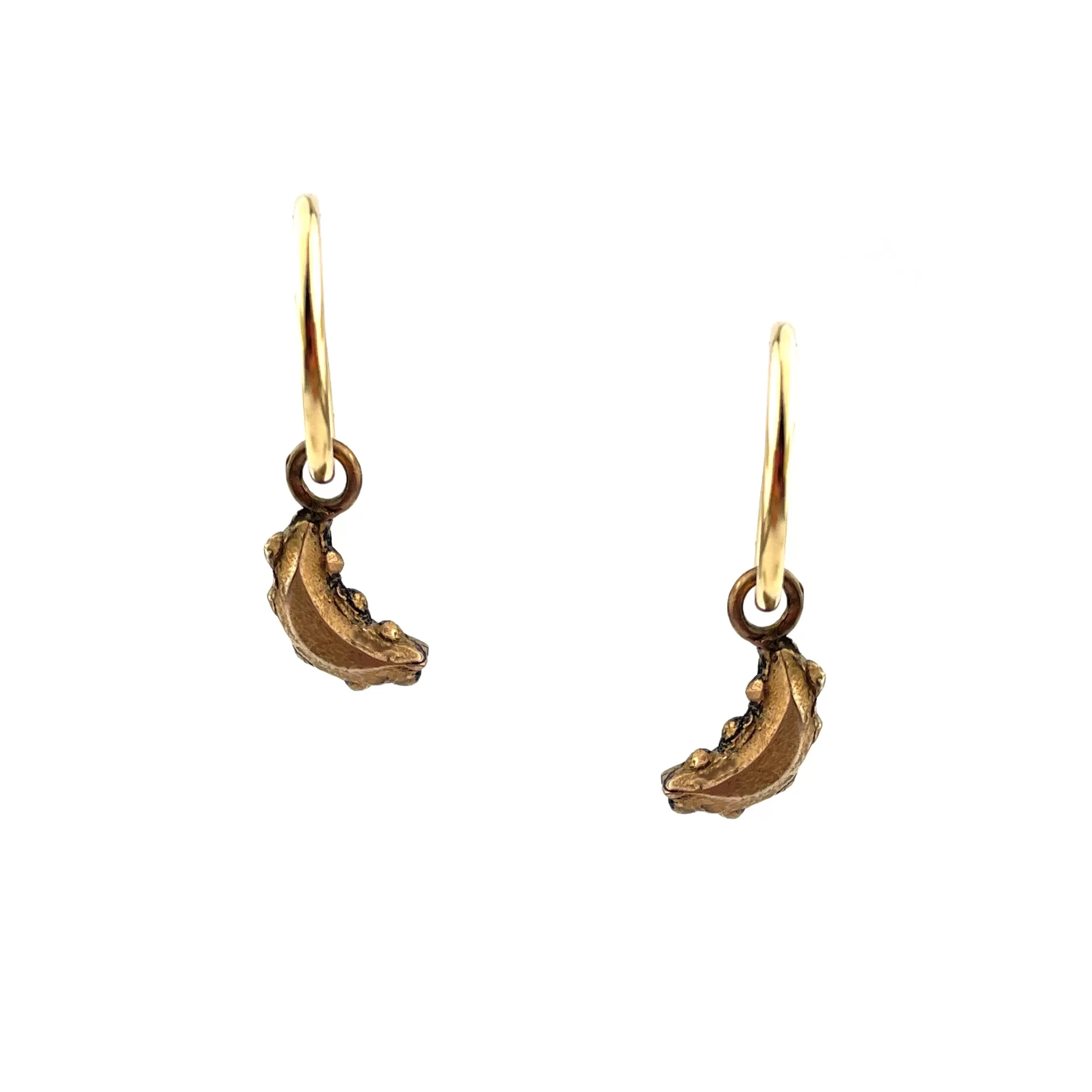 CRESCENT MOON Tiny Hoops - Bronze