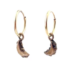 CRESCENT MOON Tiny Hoops - Bronze