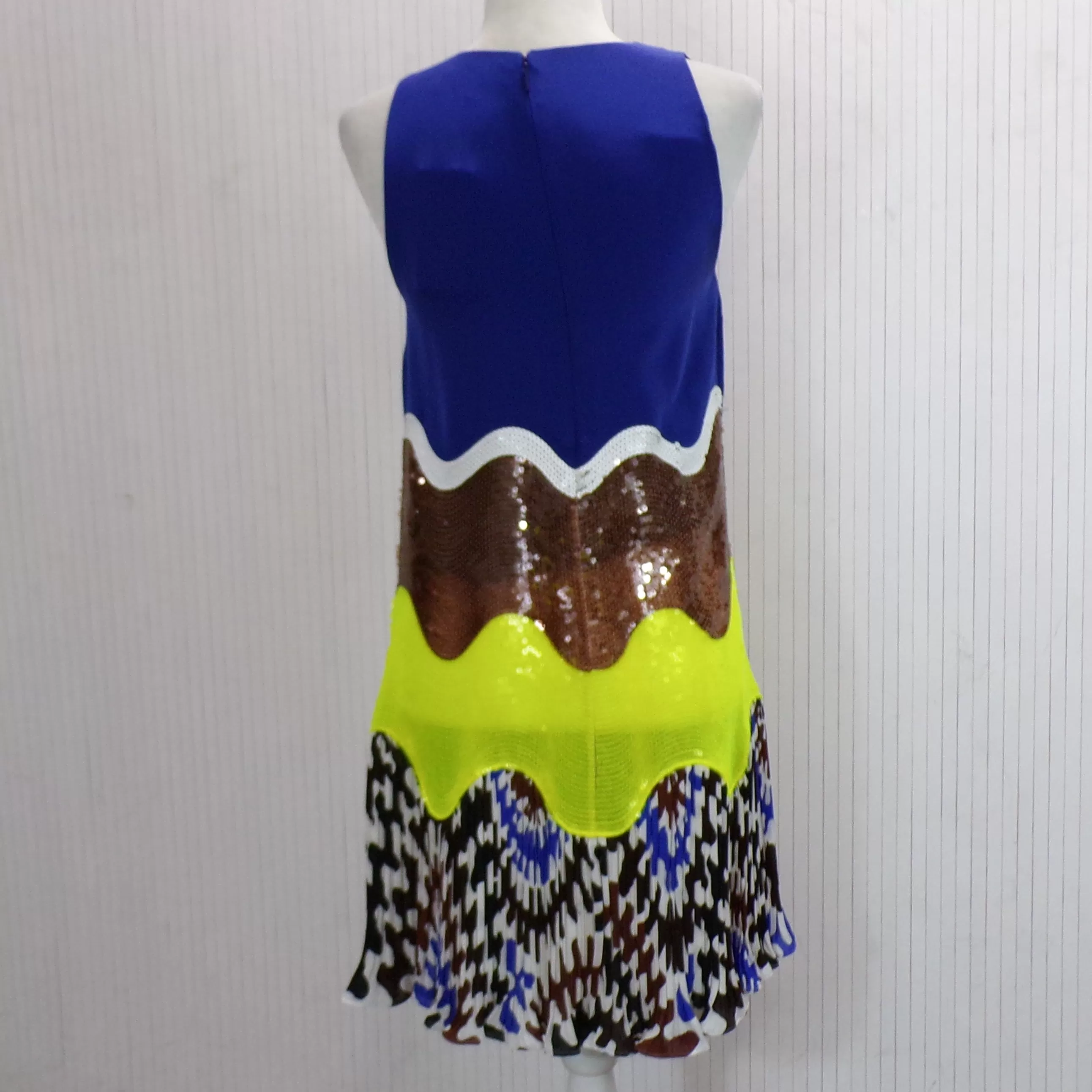 Emilio Pucci Brand New Cobalt, Lime & Chocolate Sequin Midi Dress XS