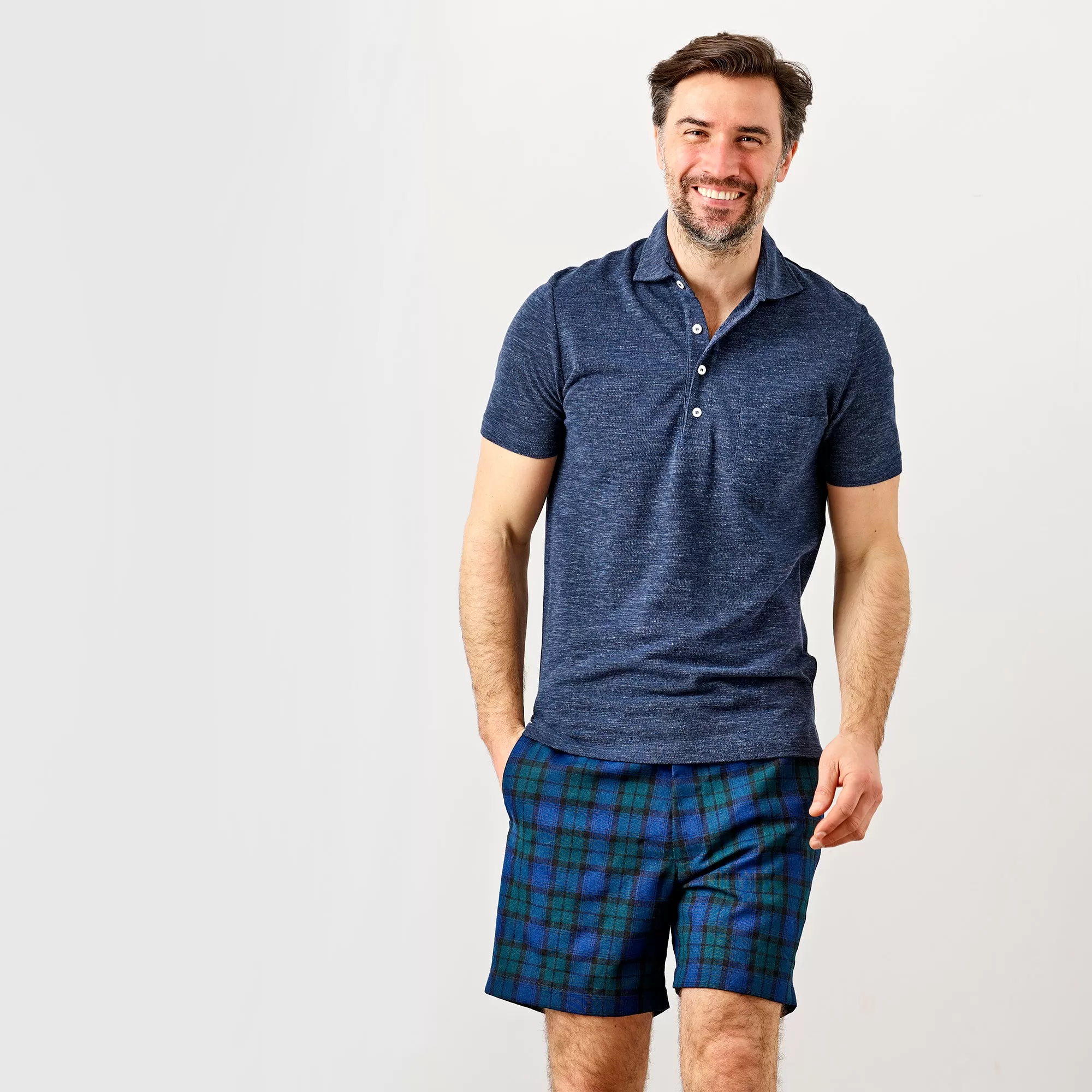 Fedeli Chest Pocket Polo in Knitted Piqué Ocean Blue