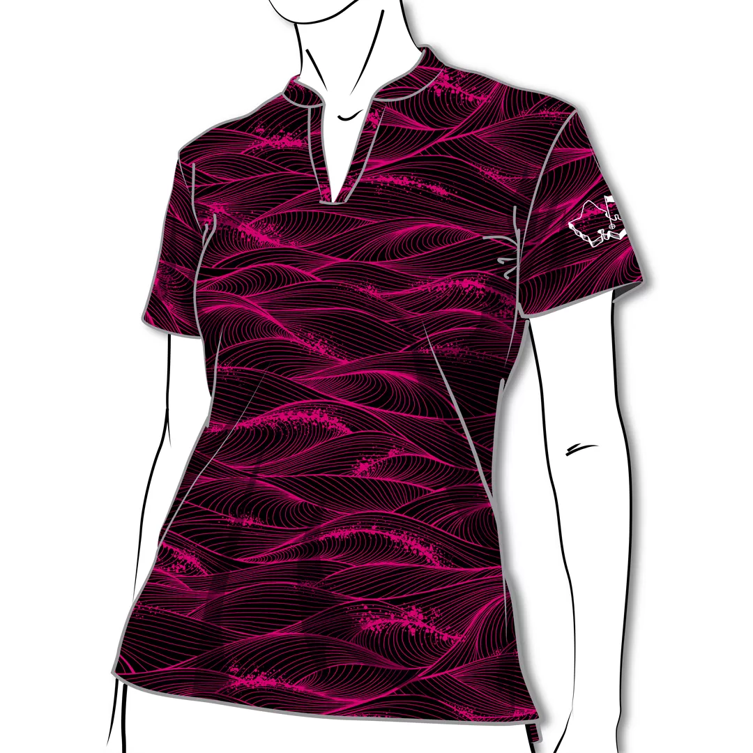 Fluid Black Dragon Fruit - OGA Ladies Polo - Black / Pink