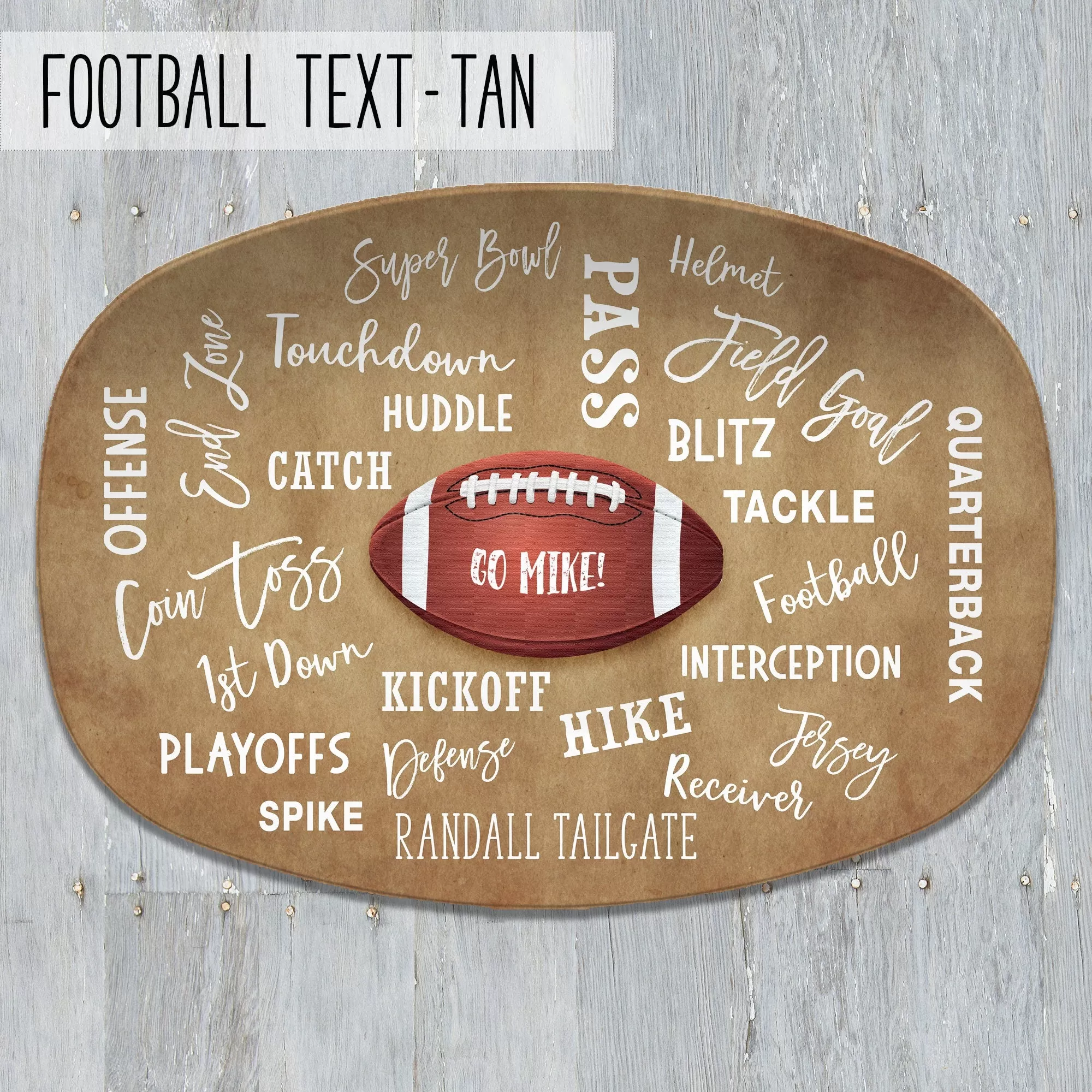 Football Text Superbowl Party Personalized Platter