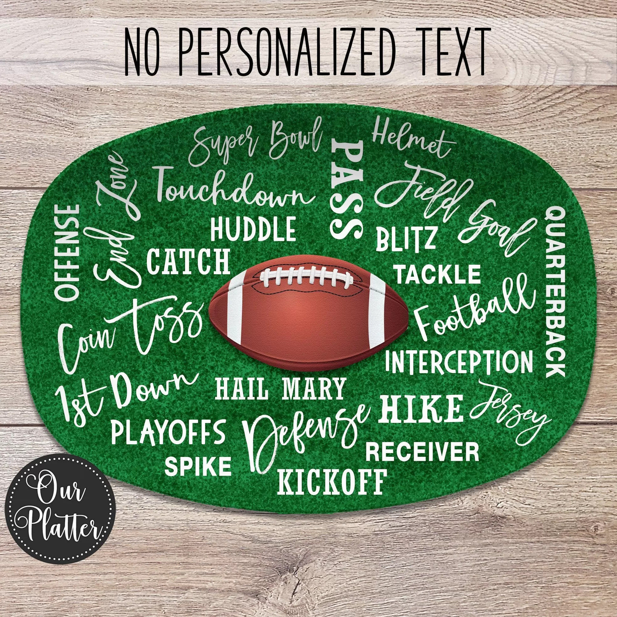 Football Text Superbowl Party Personalized Platter