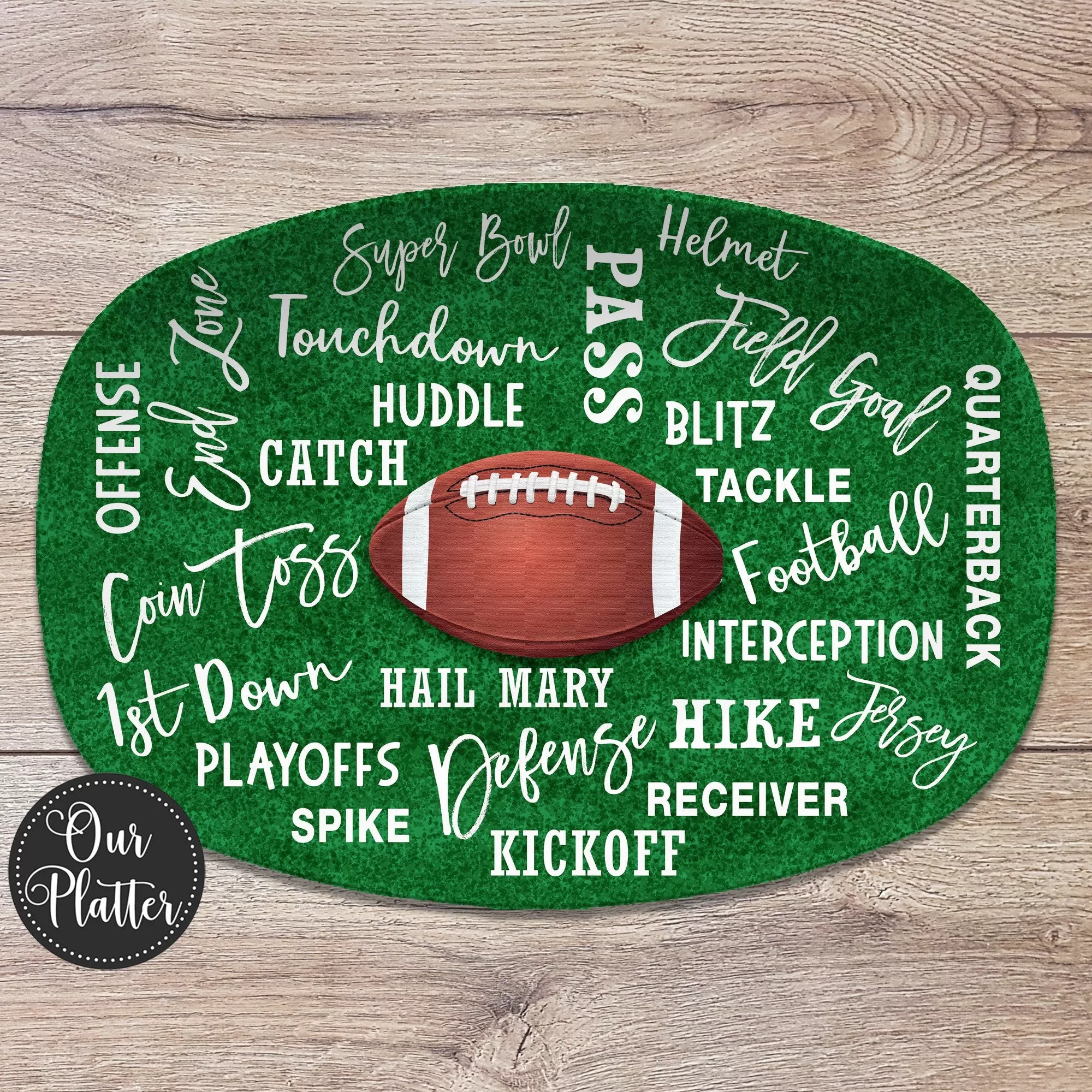 Football Text Superbowl Party Personalized Platter